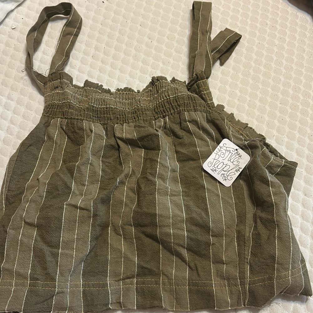 Free People Green Stripped Top